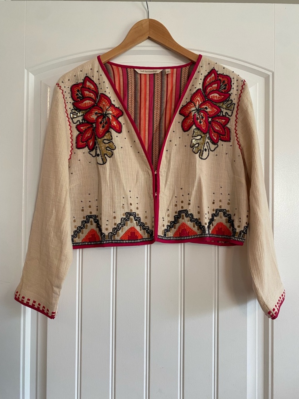 Soft Surroundings Embroidered Floral bolero jacket